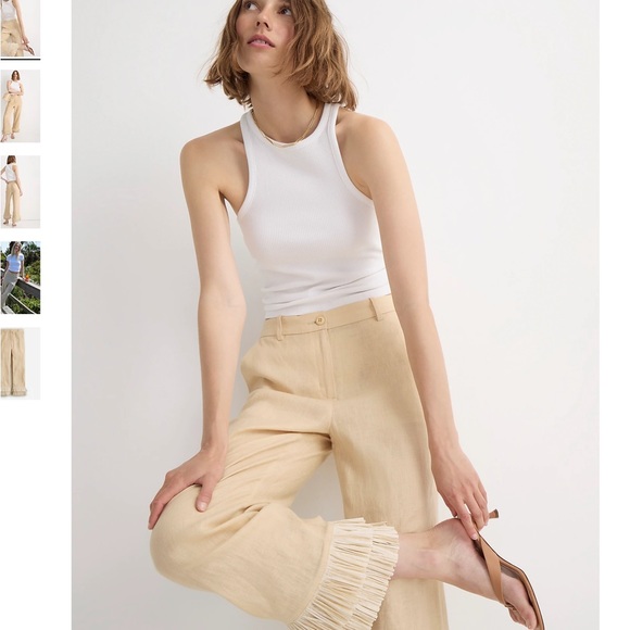 JCREW INGRID FRINGE TRIM PANT IN LINEN SZ 00 NWT - Picture 4 of 7